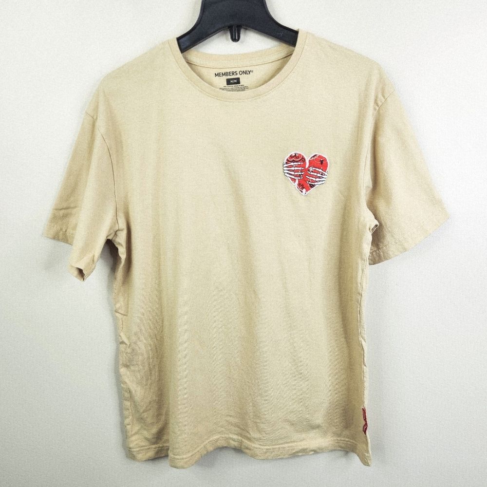 Members Only Mens Short Sleeve Red Paisley Bandana Heart Short Sleeve Tee M